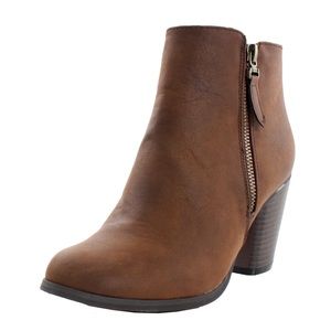 Faux leather ankle bootie boots (Baba-02 Brown)
